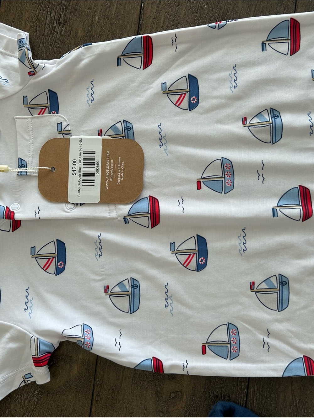 Angel Dear baby boy Nautical Boat Print Romper